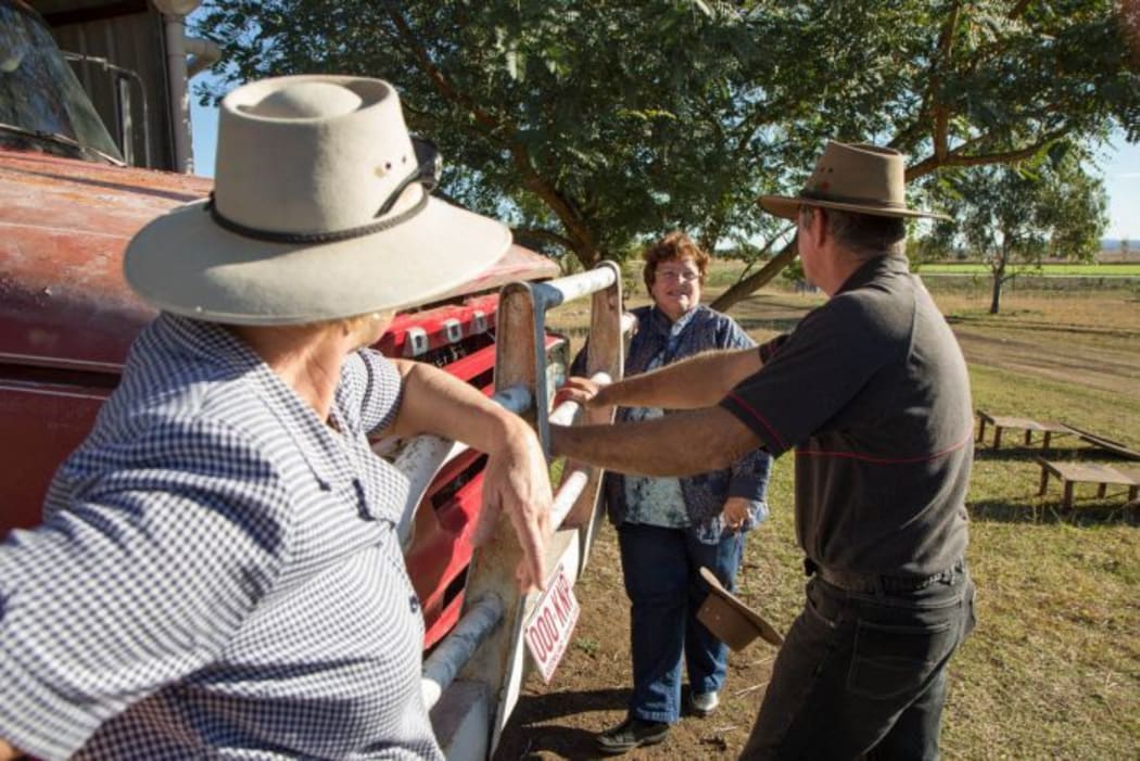 Sister Christine with farmers