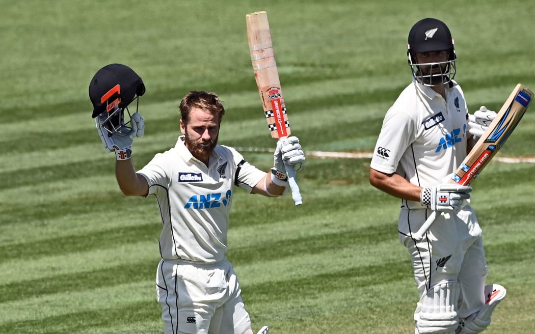 Kane Williamson celebrates his double century.
New Zealand Black Caps v West Indies, Day 2 of the 1st international test at Seddon Park, Hamilton on Friday 4th December 2020.
West Indies tour of New Zealand.
Â© Copyright photo: Andrew Cornaga / www.photosport.nz