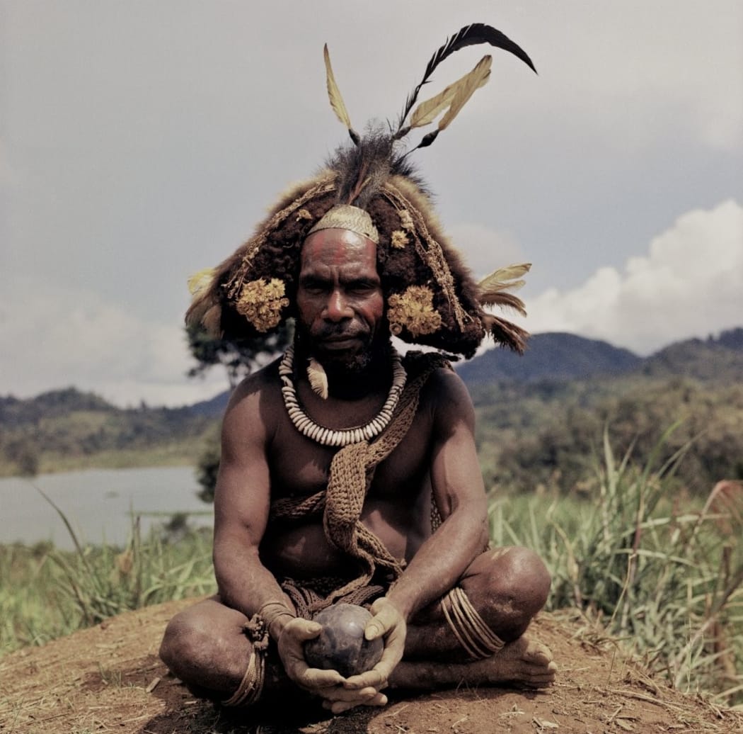Kabo – the Sorcerer, from A Welcome Adventure into the PNG Highlands, 1997 by Victoria Ginn.