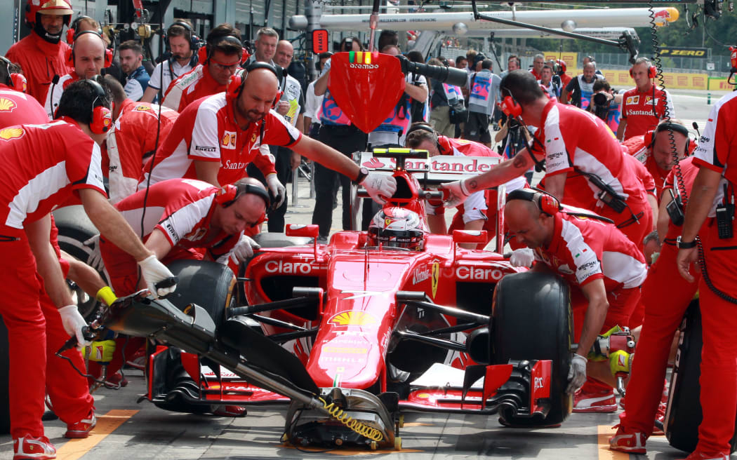 Kimi Räikkönen in the pits during qualifying at Monza, 2015.