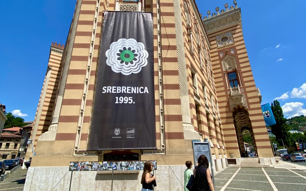 Banner hanging from the Sarajevo City Hall