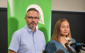 Greens co-leaders James Shaw and Marama Davidson - speak on Golriz Ghahraman