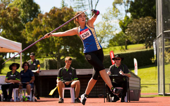 Holly Robinson in the Women's Javelin at the New Zealand Track and Field Championships in 2018.