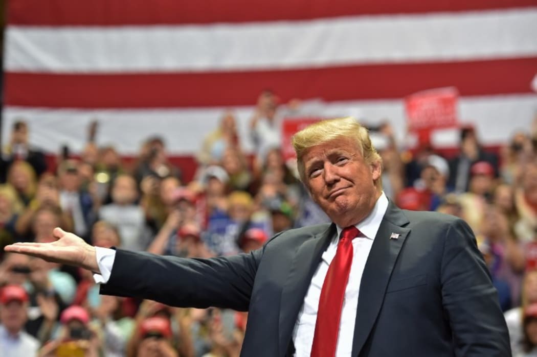 US President Donald Trump arrives cmpaign in Chattanooga, Tennessee 4 November 2018.