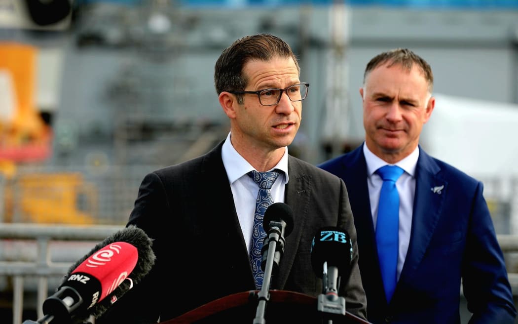 Defence Minister Chris Penk announcing a $1.58 billion investment in maritime security in Auckland.