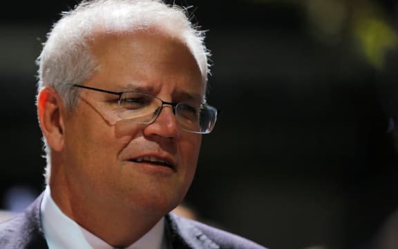 Australian prime minister Scott Morrison is pictured after attending a church service at St Andrews Cathedral in Sydney on 11 April 2021.