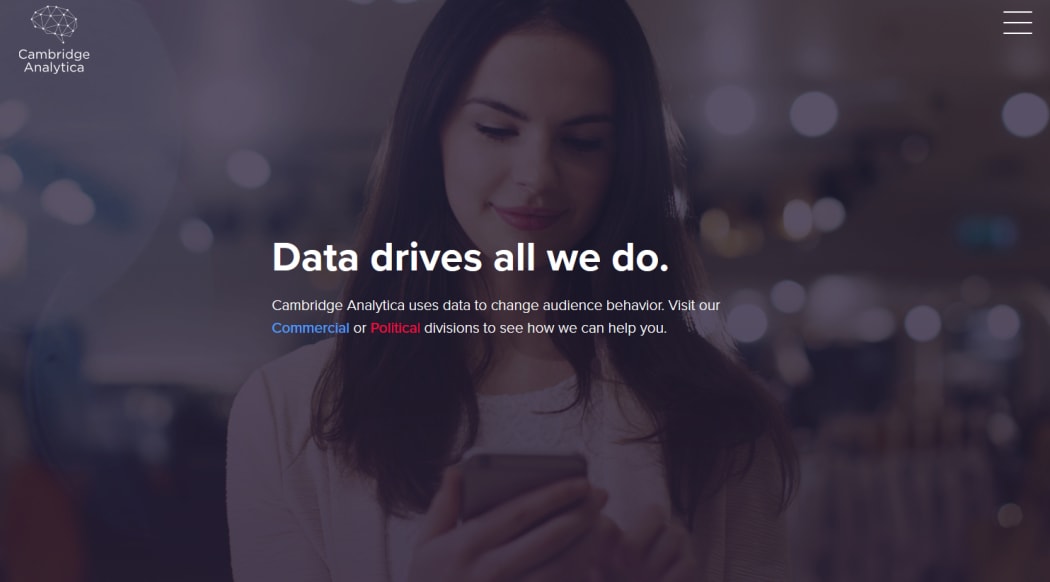 A screengrab on the Cambridge Analytica webpage