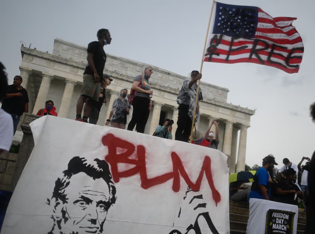 A Juneteenth march and rally in front of the Lincoln Memorial in Washington, DC, on 19 June, 2020.