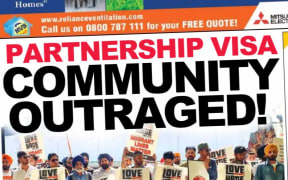 Protests over partnership visa policy on the front page of Indian Weekender newspaper last month.