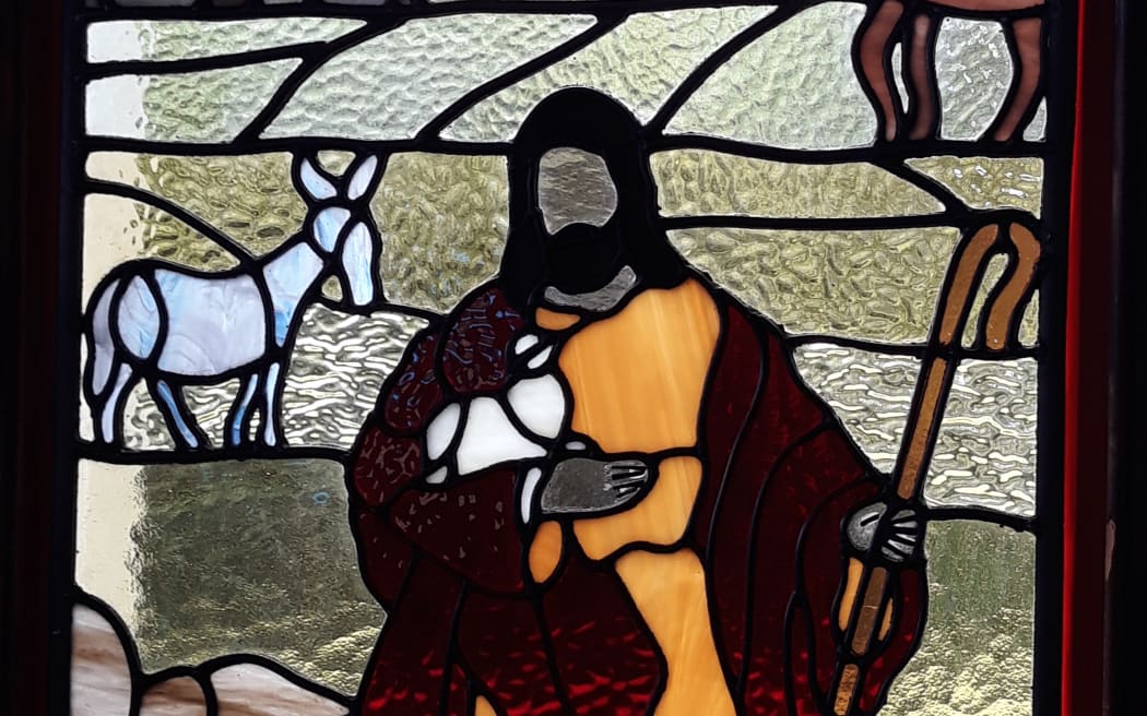 Stained glass window at Aokautere Church
