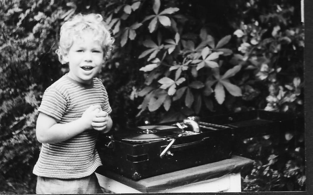 Nick Bollinger with his first record