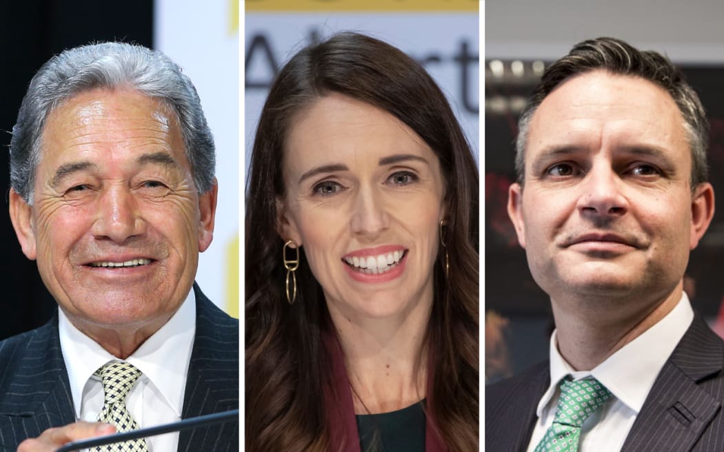 Winston Peters, Jacinda Ardern, and James Shaw.