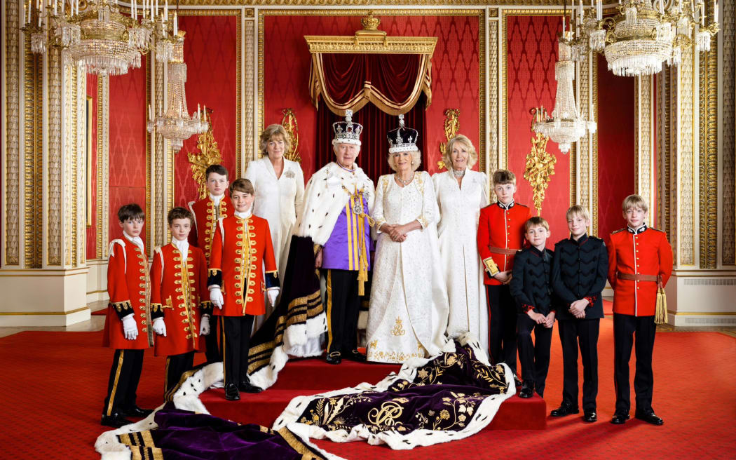The photo of the Royal Family includes the Queen's sister and grandsons