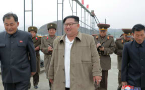 North Korean leader Kim Jong-un (centre) has stepped up his rhetoric against the US in recent weeks