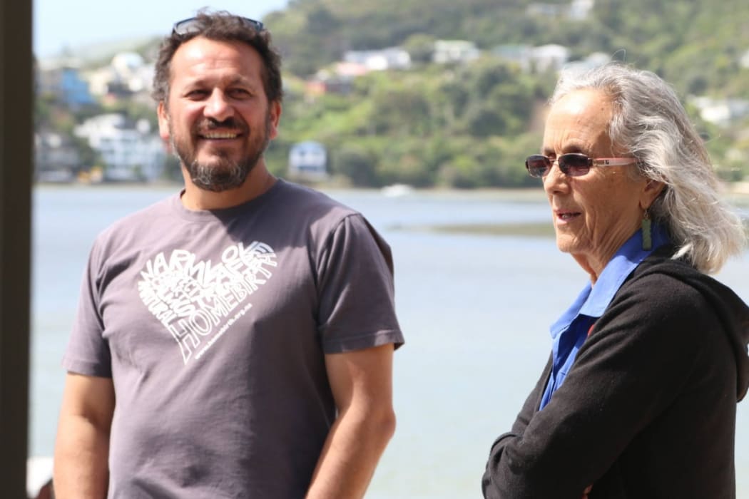Julian Arahanga with writer Patricia Grace before her interview for the film