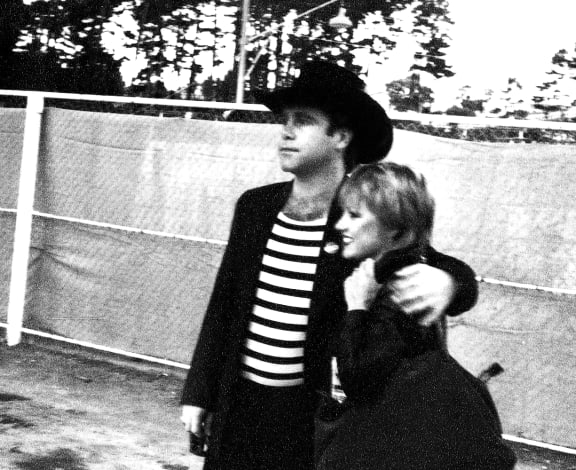 Sharon O'Neill and Elton John in Wellington, 1980 where she and Jon Stevens joined him for a song.