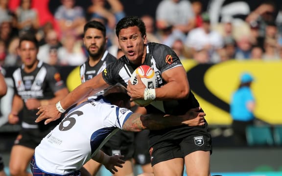 Elijah Taylor of the Kiwis
New Zealand Kiwis against Scotland in Christchurch.
