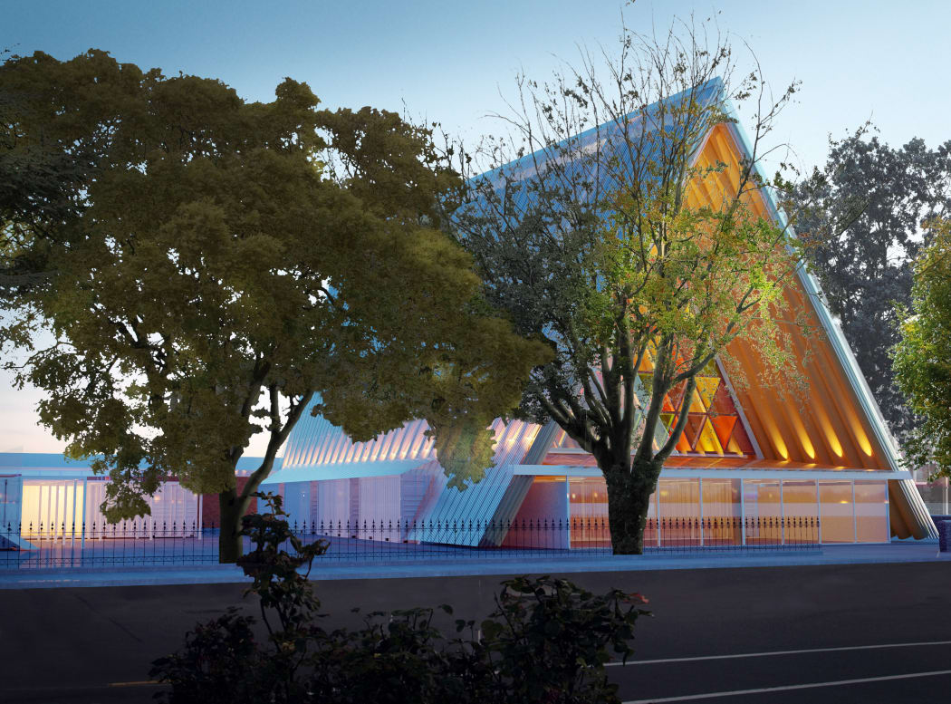 The temporary cathedral uses cardboard tubes, as well as timber beams and structural steel.