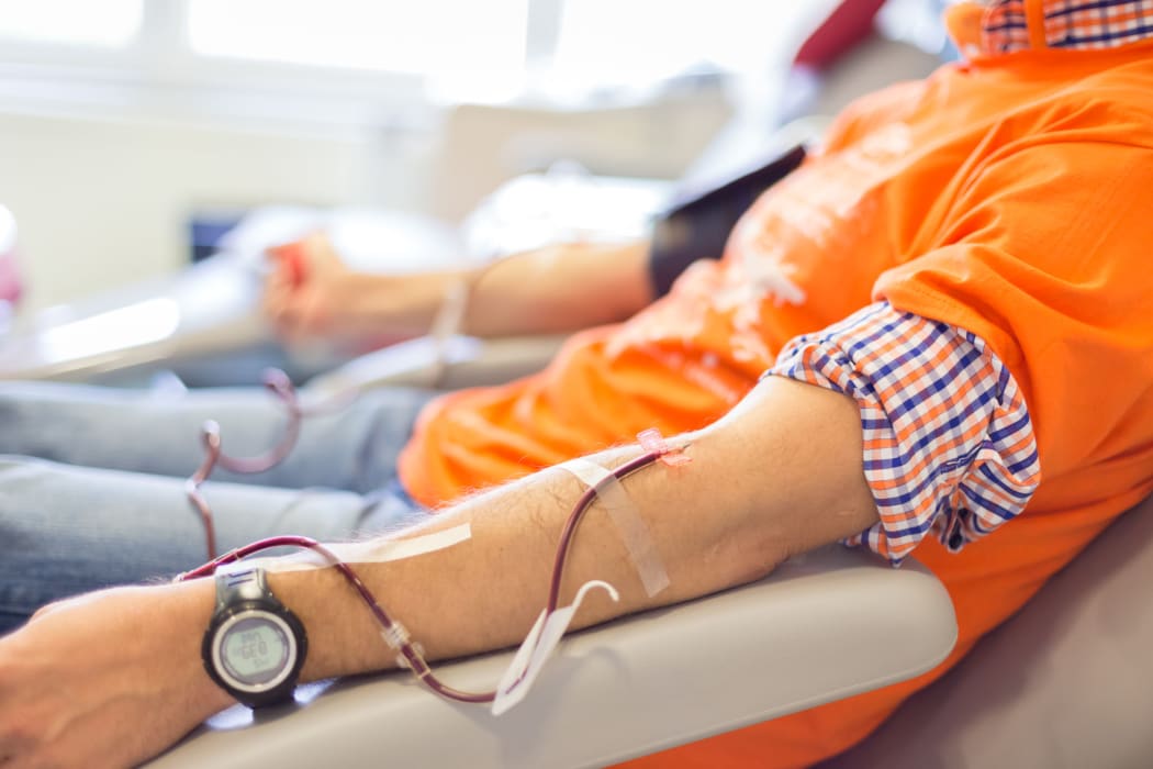 Blood donor at donation