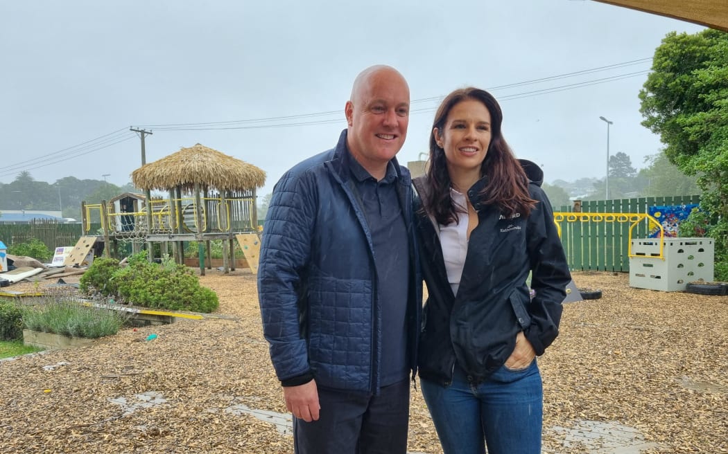 National Party Leader Christopher Luxon and MP Erica Stanford visited the affected businesses in Browns Bay, North Shore.