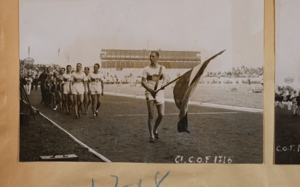 Paris 1924 Olympic Games (Olympic Stadium, Colombes, 5 July 1924): Parade of the Austrian delegation at the opening ceremony. (Photo by Archives CNOSF / Archives CNOSF / CNOSF via AFP)