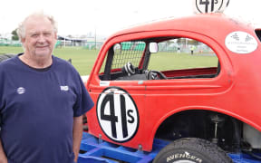 Dave Bartholomew, of Napier, has brought his classic 1980s stock car to Manawatū for the weekend.