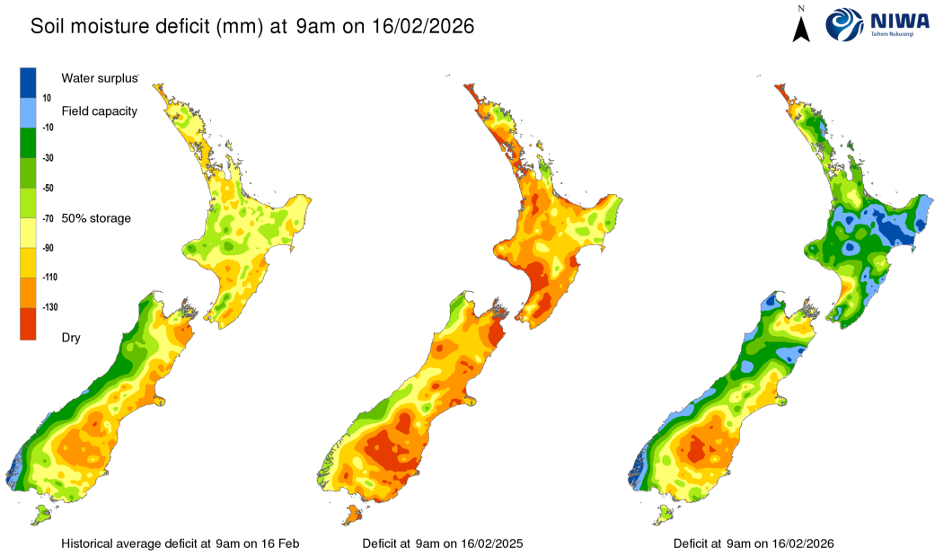 Historic soil moisture levels and current as of Monday.