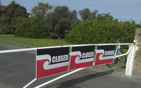 The gates at Lake Horowhenua, which has been locked shut in an activist's protest.