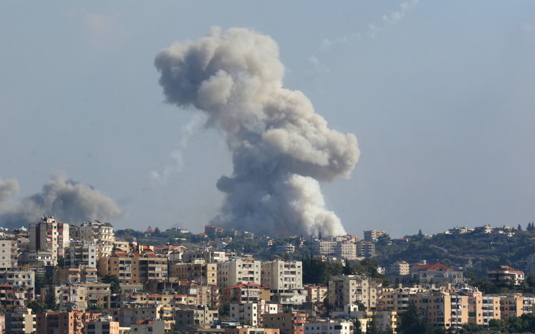 Smoke billows from a site targeted by Israeli shelling in the southern Lebanese village of Zaita on September 23, 2024. The Israeli military on September 23 told people in Lebanon to move away from Hezbollah targets and vowed to carry out more 