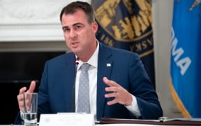 Oklahoma Governor Kevin Stitt speaks during a roundtable discussion with US President Donald Trump about economic reopening of closures due to COVID-19, known as coronavirus, , June 18, 2020.