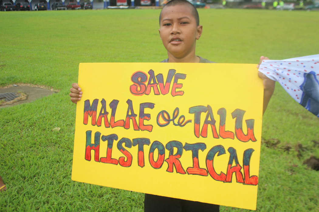 Protestor at American Samoa malae