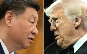 This combination of pictures created on April 09, 2025 shows, L-R, Chinese President Xi Jinping in Beijing on February 6, 2025 and US President Donald Trump in Washington, DC on April 8, 2025.
China announced Wednesday massive retaliatory tariffs on US goods, sharply escalating a trade war started by President Donald Trump and fuelling fresh panic in global markets. Trump's latest salvo of tariffs came into effect on dozens of trading partners earlier Wednesday, including punishing duties of 104 percent on imports of Chinese products.
(Photo by Andres MARTINEZ CASARES and SAUL LOEB / various sources / AFP)