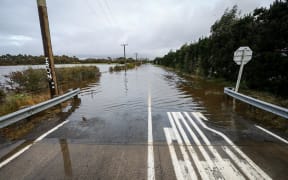 Flooding on Leadleys Road, near Ladbrooks, Canterbury, 2 May 2025.