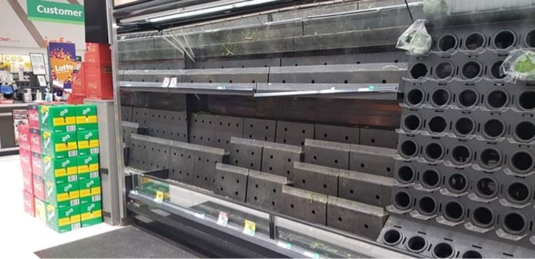 Countdown supermarket in Queenstown has some empty shelves on 1 June, 2021 after flooding cut key routes for delivery of supplies in Canterbury.