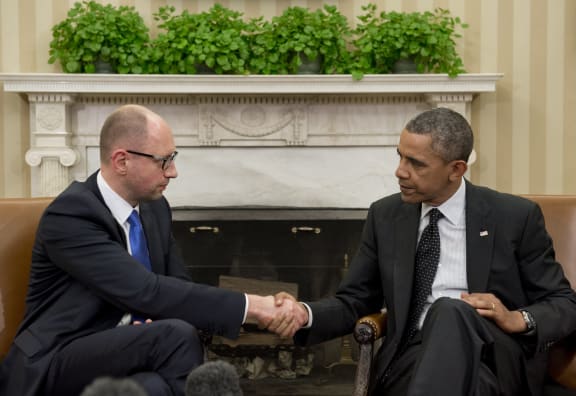 Barack Obama, right, and Ukraine's Prime Minister Arseniy Yatsenyuk met in Washington last week.