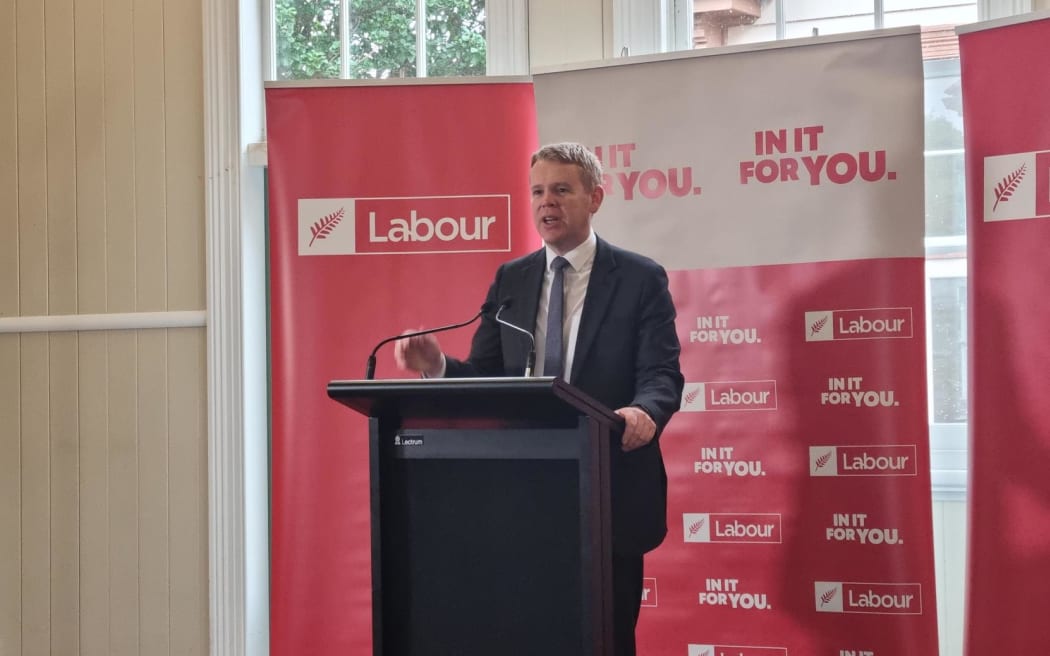 Labour leader Chris Hipkins speaking at the party's immigration announcement on 23 September, 2023.