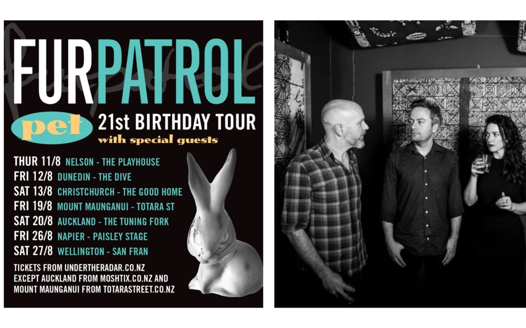 Fur Patrol 2022 tour banner and band members