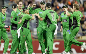 Melbourne Stars players celebrate a wicket during the T20 Big Bash League.
