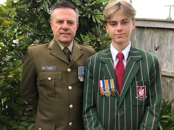 Lt Col Chris Powell and his 14-year-old son Rupert Powell
