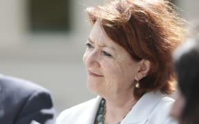National MP Maggie Barry supports National MP Amy Adams as she announces she will stand for National Party leader.