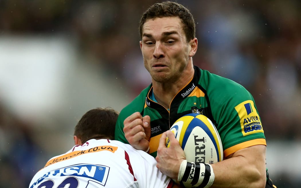 George North of Northampton Saints in action.