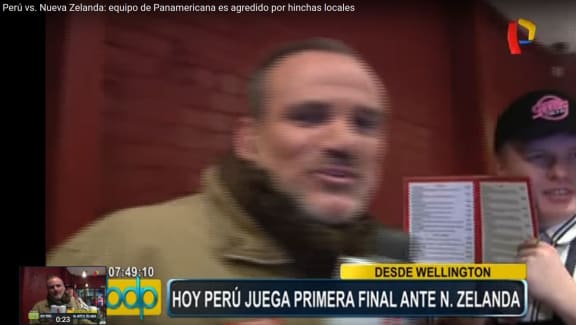 A reporter broadcasting live on TV in Peru from Wellington made headlines back home when he was hassled by locals . . .