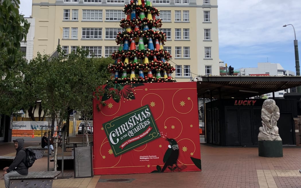 Wellington's road cone Christmas tree
