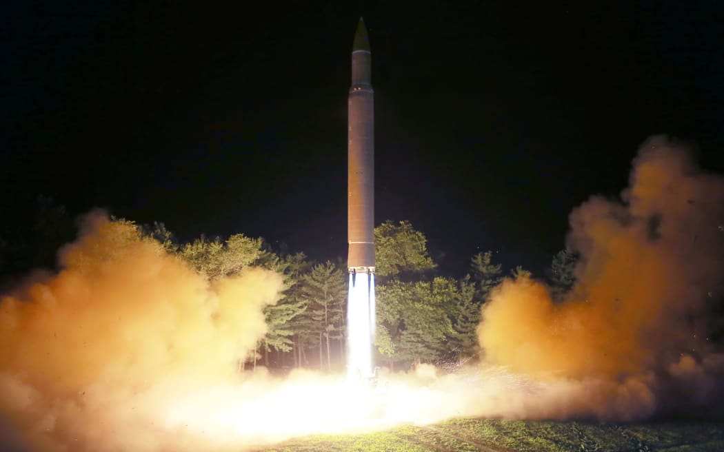A picture released by Korean Central News Agency showing North Korea's intercontinental ballistic missile (ICBM) Hwasong-14 being launched at an undisclosed place in North Korea.