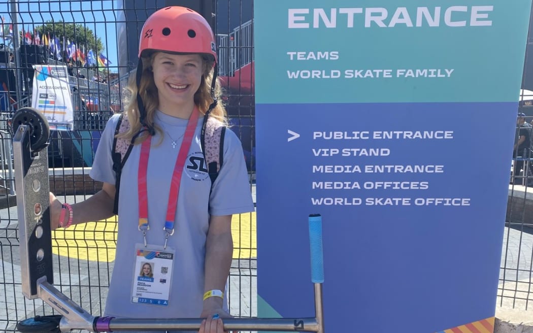 Alana Reardon (15) at the 2024 Scootering World Championships in Rome.