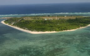 An aerial photo shows Thitu Island, part of the disputed Spratly group of islands, in the South China Sea.