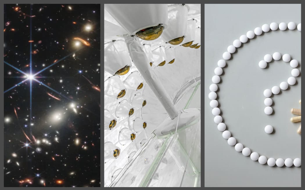 Photo from James Webb telescope, medicine tablets