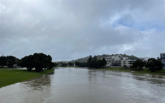 The Taruheru River in Gisborne during Cyclone Gabrielle, 14/2/23
