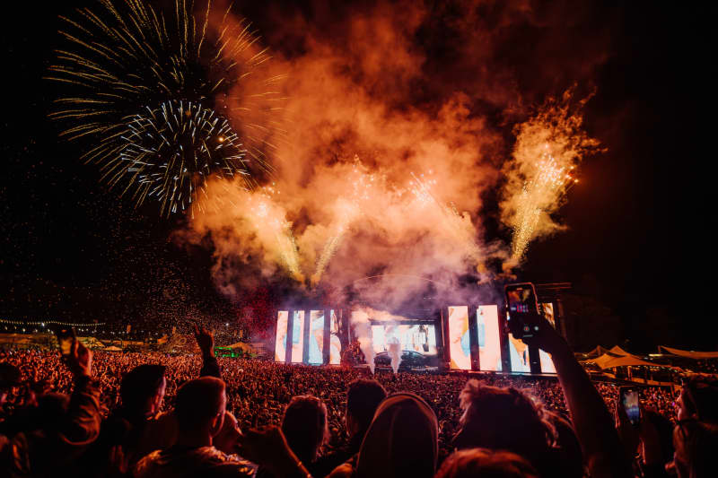 The stage for Rhythm and Vines, in Gisborne.