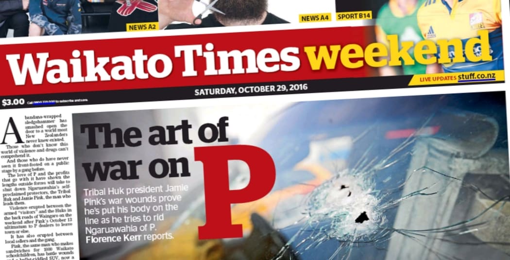 Ngaruawahia's "war on P" occupies the front page of The Waikato Times again.
